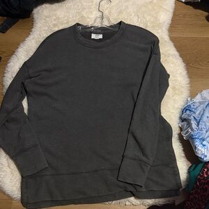 XS #2 22”-26” Ptp aerie Men's Dark Charcoal Crewneck Waffle-Knit Sweater